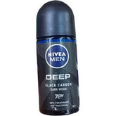 Nivea Men Deep Black Charcoal Dark Wood 72H Roll On - 50ml
